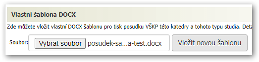 Vložení vlastní šablony .docx pro posudek VŠKP
